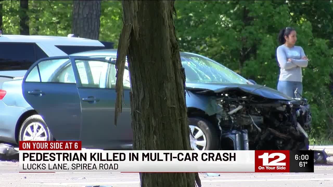 Pedestrian killed in multi-car crash - YouTube