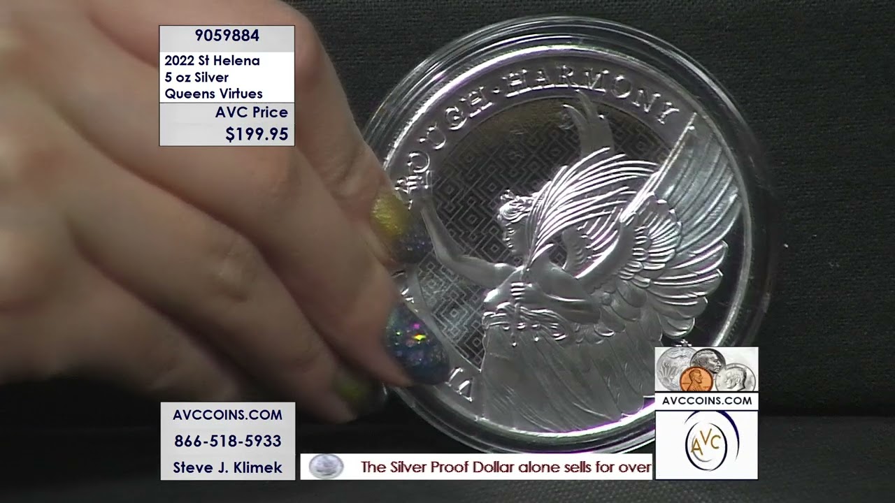 2022 St Helena 5 oz Silver Bar - Queens Virtues