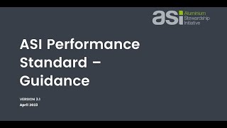 ASI Performance Standard Guidance Version 3.1: Update overview