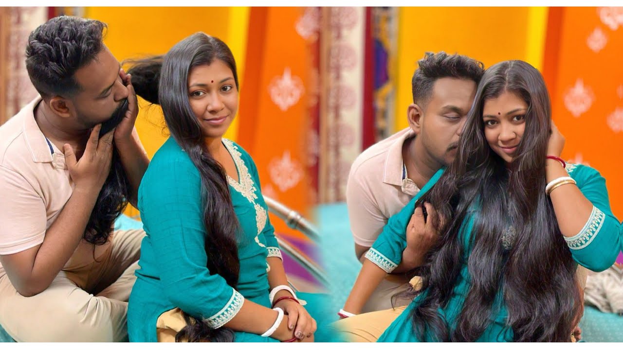 Longhair play with my husband friend 😍| hair play by man || story video don’t miss it 🥹￼￼