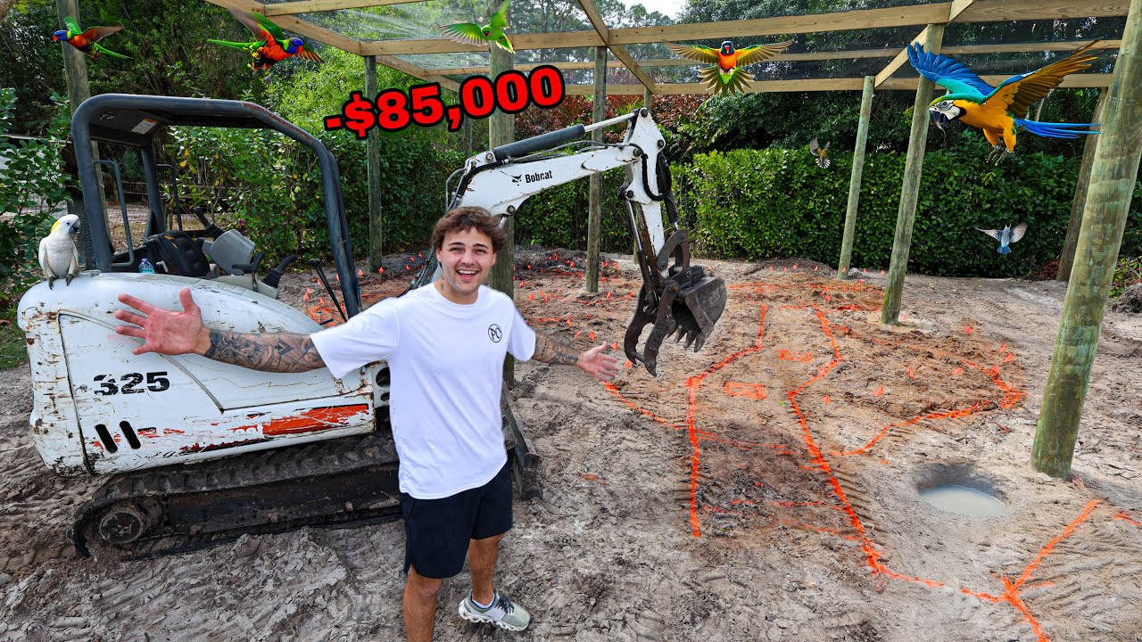 The $250,000 BackYard AVIARY POND BUILD begins now!! (Pt. 3)