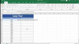 Leap year in Excel || Use mod function || Excel ||