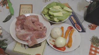 Cooking dinner in the oven.  Delicious and fast.  Vegetables and meat.