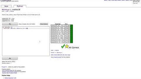 Codingbat Python - Warmup 1 - makes10