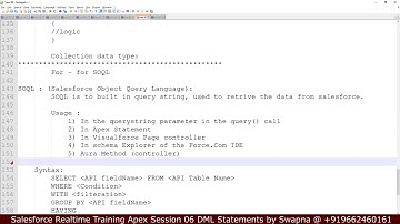 Salesforce | Apex | SOQL | Governer Limits | DML |Exceptional Statement | Locking Statement