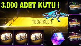 3.000 ADET ÖZEL KUTU AÇTIK  TÜRKİYE REKORU KIRDIK BİR SÜRÜ KALICI EŞYA VE SİLAH ÇIKARTTIK Free Fire