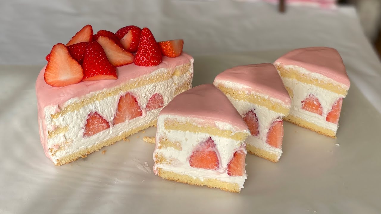 断面が可愛すぎる!!( ⸝⸝⸝ᵒ̴̶̷ωᵒ̴̶̷⸝⸝⸝)春っぽショートケーキ