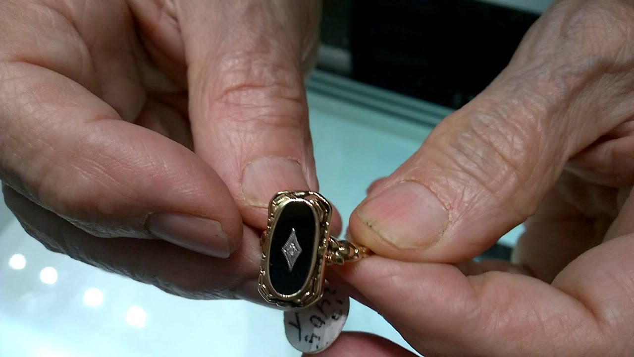 Antique 10k Gold Two Sided Cameo Onyx Diamond Flip Ring YouTube