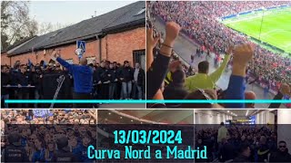 Curva Nord Milano in transferta a Madrid contro Atletico [13/03/2024] , Champions League