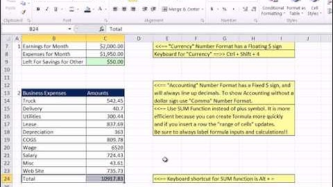 Excel 2010 Business Math 03: Stylistic and Number Formatting