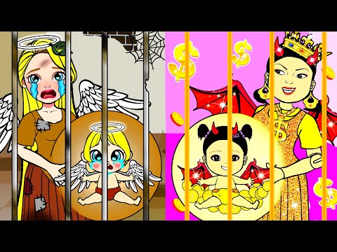 Download Angel VS Vampire Pregnant In Jail - Rich Squid Game VS Poor Rapunzel | DIY Paper Dolls & Cartoon
