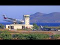 Milos airport 4k  crosswind landings  power backs and more