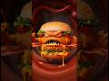 Angry Monster Burger 😈 Junk Food Attack! | 3D Short #aivideo #shorts #shortsfeed #youtubeshorts