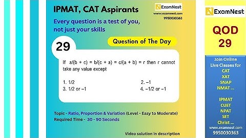 Question of the Day - 29 | Ratio, Proportion & Variation | Easy to Moderate | CAT | IPMAT | NMAT