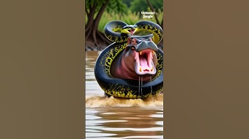 Giant Python Attacks Hippo in Jungle | Deadly Snake vs Hippo Fight | Real Wildlife Battle Caught on😱