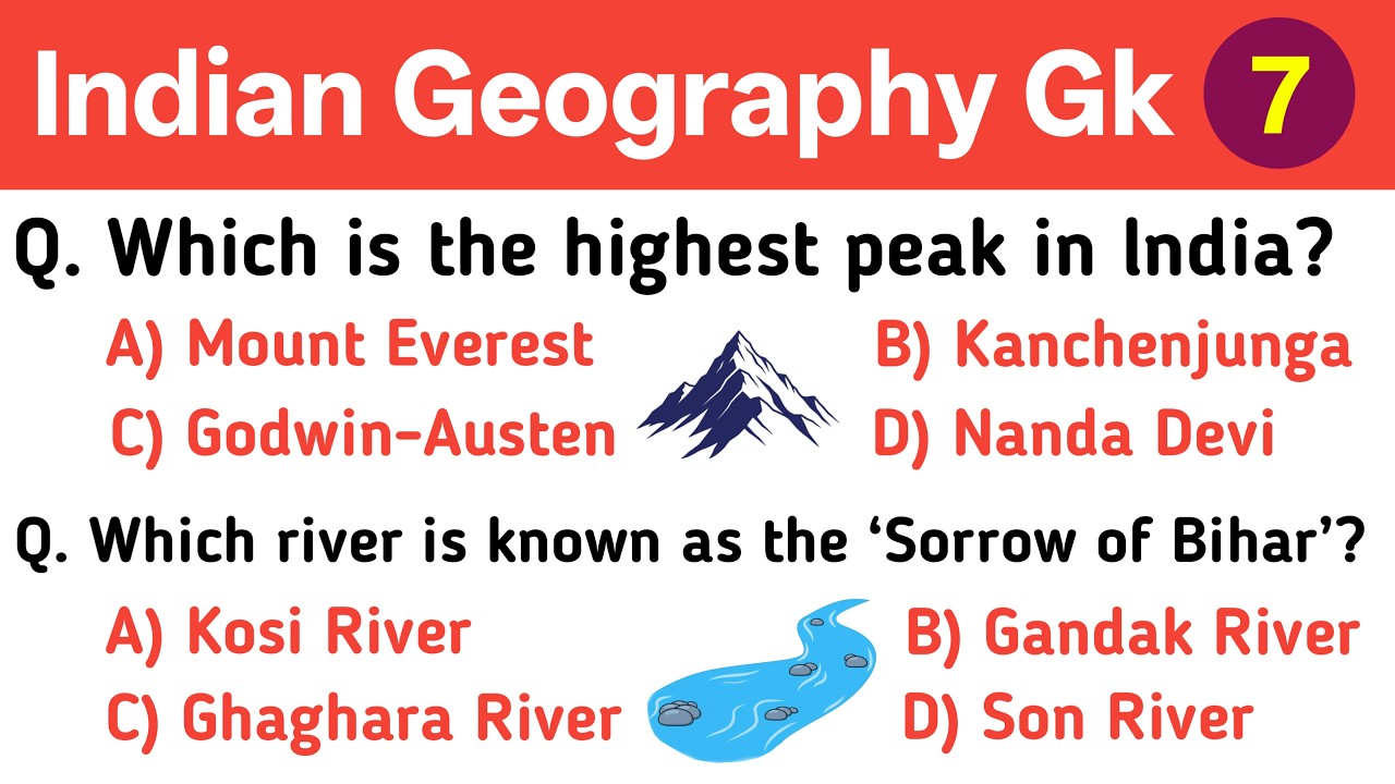Indian Geography gk - part 7 || Top 20 multiple choice gk question ...