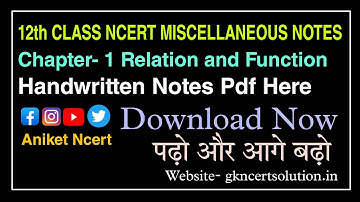Ncert Mathematics Handwritten notes Class-12 Chapter- 1 (Relation & Function) Miscellaneous Exercise