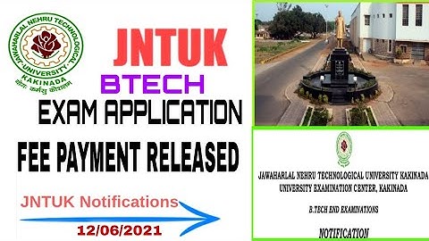 JNTUK Btech exam application fee notification Released | flash update