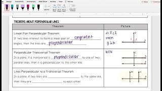 Theorems about Perpendicular Lines