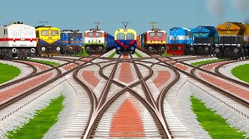 All Trains Running On Curved Branched Railroad Tracks | Beamng Drive | indian train simulator game 