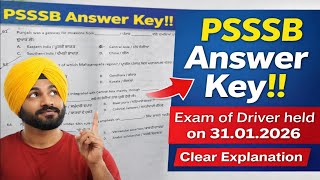 PSSSB Driver Exam on 31 Jan 2026 | Answer Key & Analysis| PSSSB 2026 Answer Key for Driver post