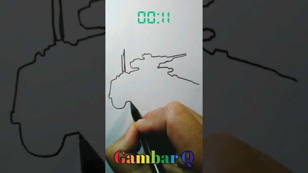 Future Combat Vehicle Design: Futuristic War Car - Outline Drawing 