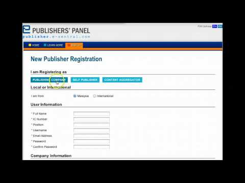 Publisher's Registration at eSentral eBook portal