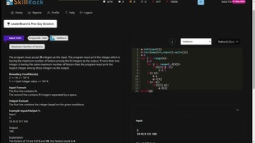 SKILLRACK | DAILY TEST | 08/09/2023 | MAXIMUM NUMBER OF FACTORS | PROGRAM ID 9465 | PYTHON ||