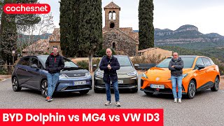 BYD Dolphin vs MG4 vs Volkswagen ID.3 | Comparativa / Test / Review en español | coches.net