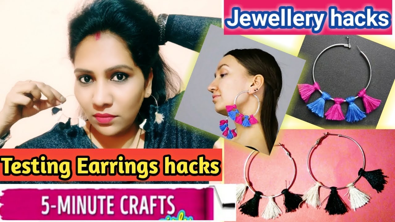 Testing Out Viral Earring Hacks From 5 MINUTE CRAFTS HACKS || JEWELRY ...