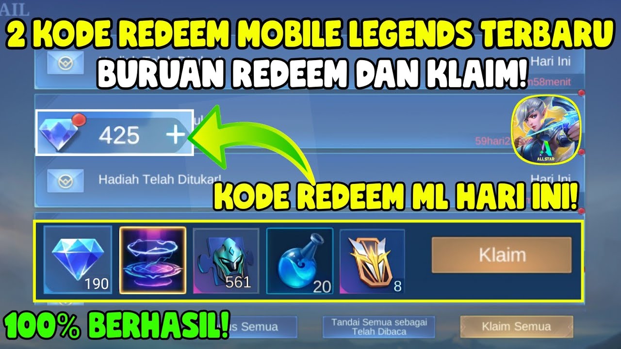 NEW UPDATE !! 2 KODE REDEEM ML TERBARU KODE REDEEM MOBILE LEGENDS KODE ...