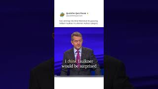 Ken Jennings ribs Brad Weinstock for guessing William Faulkner in a Women Authors category.