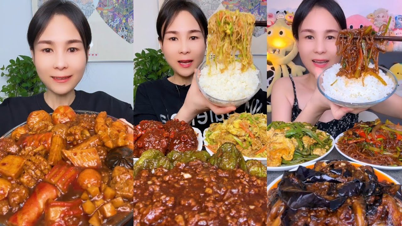 Mukbang Challenge : Eating Spicy 🔥🥵 noodles 🍜 fried tendon noodles rachang #pork #delicious #cook 