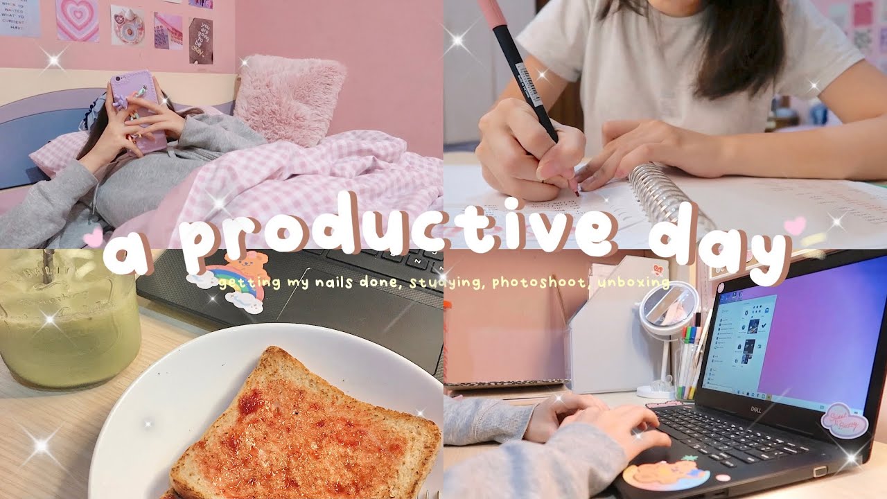 a productive day in my life : getting my nails done, studying, photoshoot & unboxing!! ♡´･ᴗ･`♡