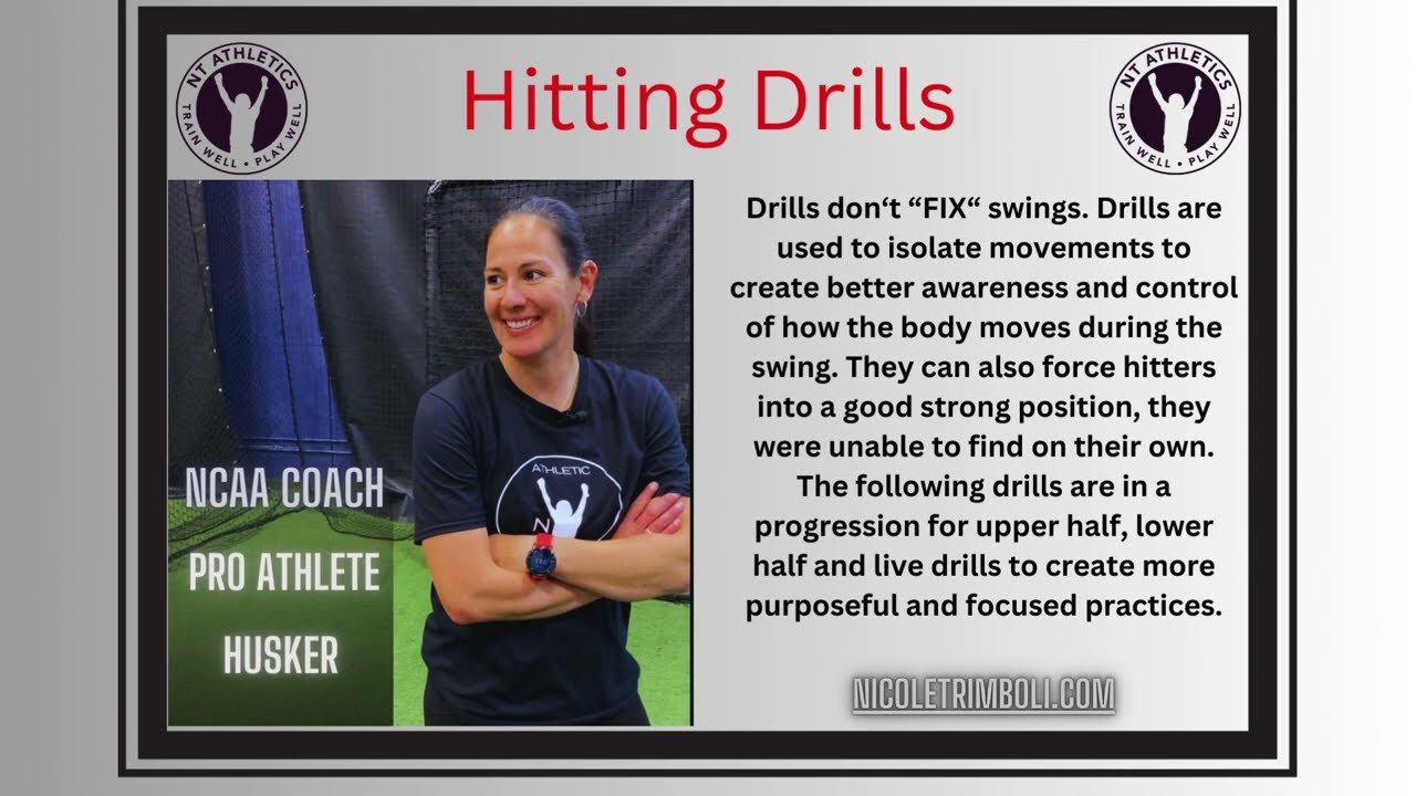 Hitting Drills - Baseball & Softball Lower Half/Upper Half & Tracking 2024 NicoleTrimboli.com