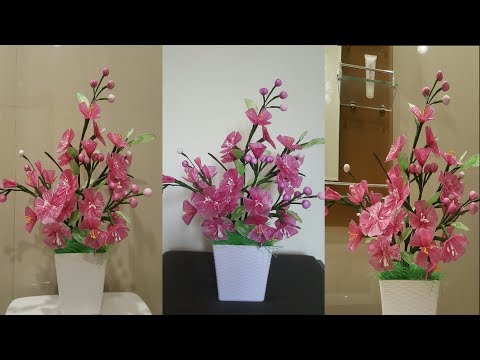 cara-membuat-bunga-sakura-dari-plastik-kresek-bekas-|-kerajinan-idetrik