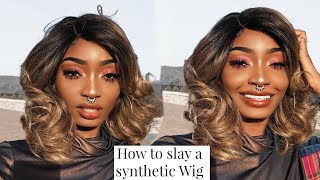 HOW TO SLAY A SYNTHETIC WIG | ZURY SIS GLAM LACE H "TONIA" | Miss.Cameroon