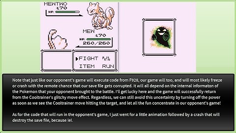 Pokemon Red/Blue - Executing arbitrary code in the opponent