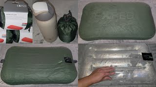 EXPED Mega Pillow Moss Green Unboxing Packing Instruction Manual Outer Casing Cover Removal Review