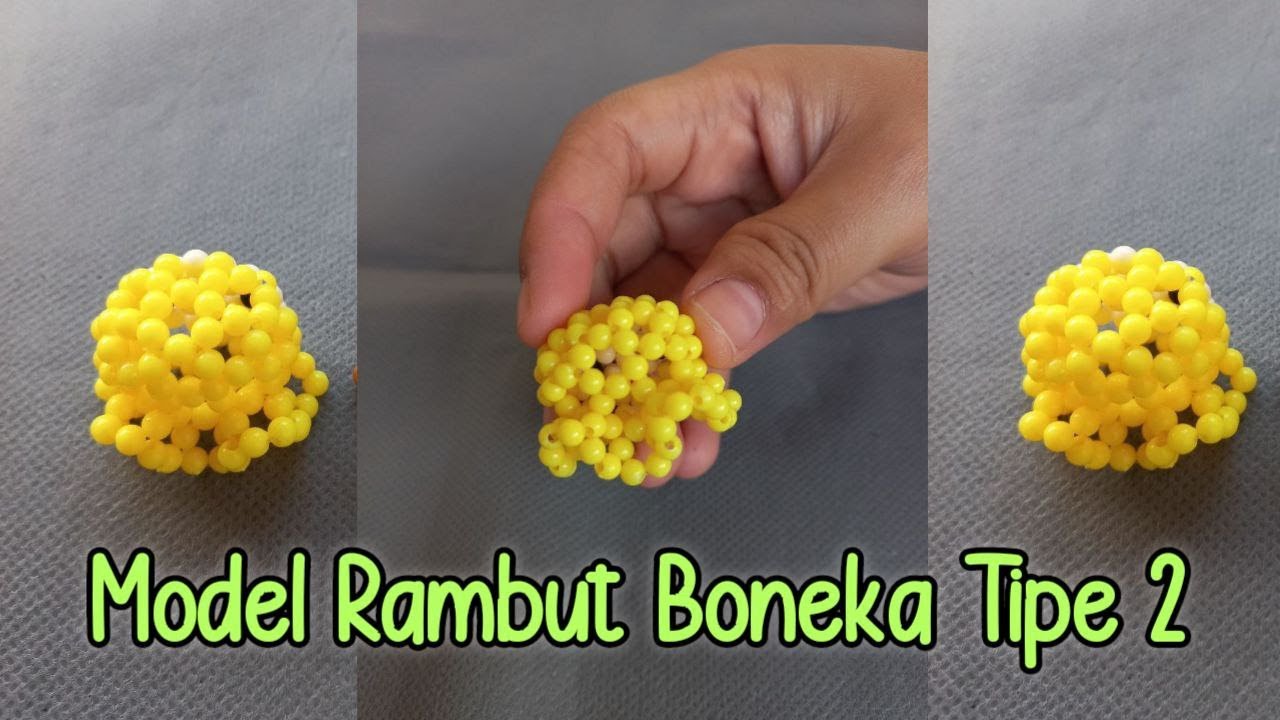 Model Rambut Boneka Manik Manik Tipe 2 // DIY BEADS // Beaded Doll ...