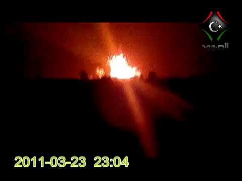 قصف حلف الناتو لمخازن الذخيرة لكتائب القدافي في مصراتة