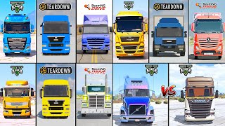 GTA 5 SCAINA TRUCK VS MAN TRUCK VS BEAMNG DRIVE VS TEARDOWN - WHICH IS BEST ?