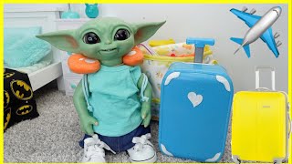 Baby Yoda Packing Suitcase for Vacation ✈️