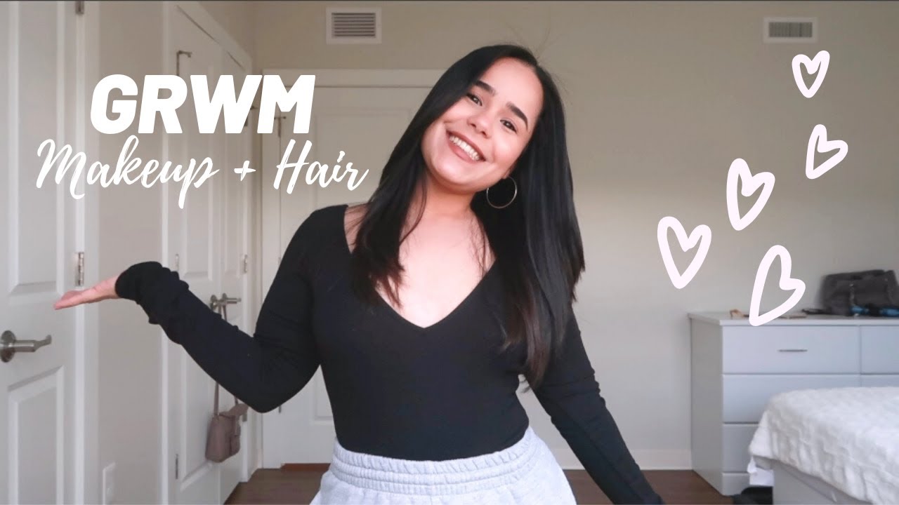 GRWM: Hair + Makeup | Straightening Curly/Wavy Hair | what ...