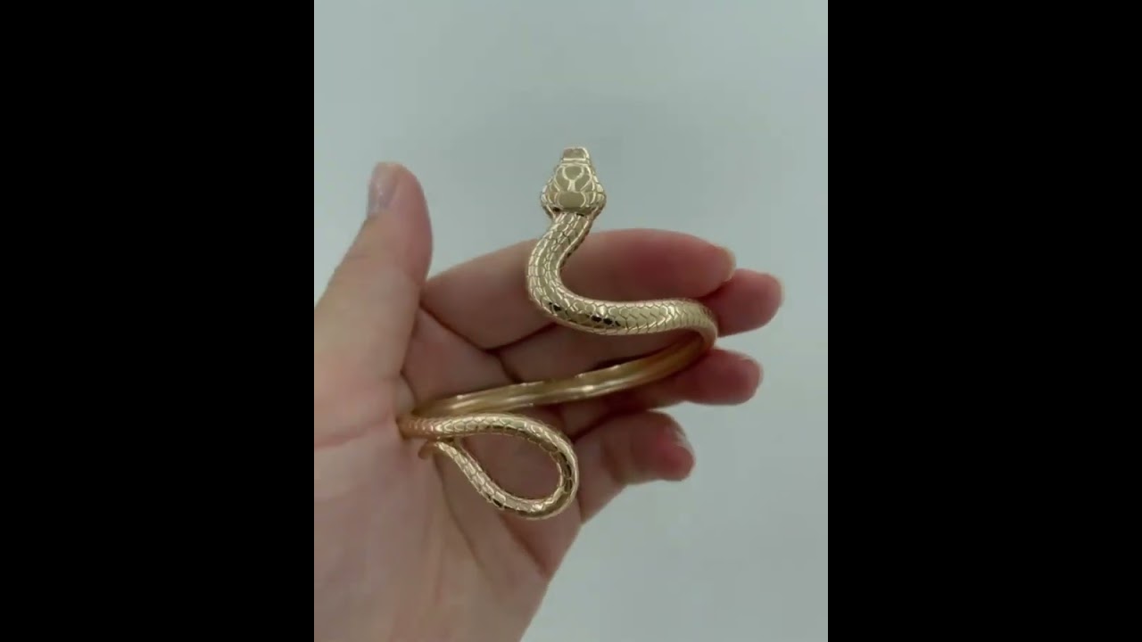 Золотой женский браслет змея 