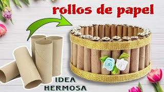 HERMOSAS IDEAS de reciclaje cesta con rollos de papel higiénico