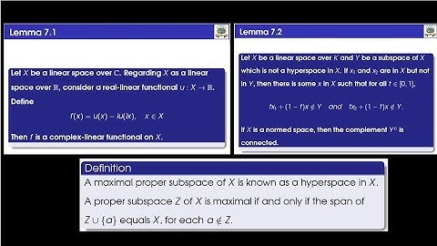 Lemma 7.1 and  Lemma 7.2 (Third Semester M.Sc. Mathematics: Functional Analysis)