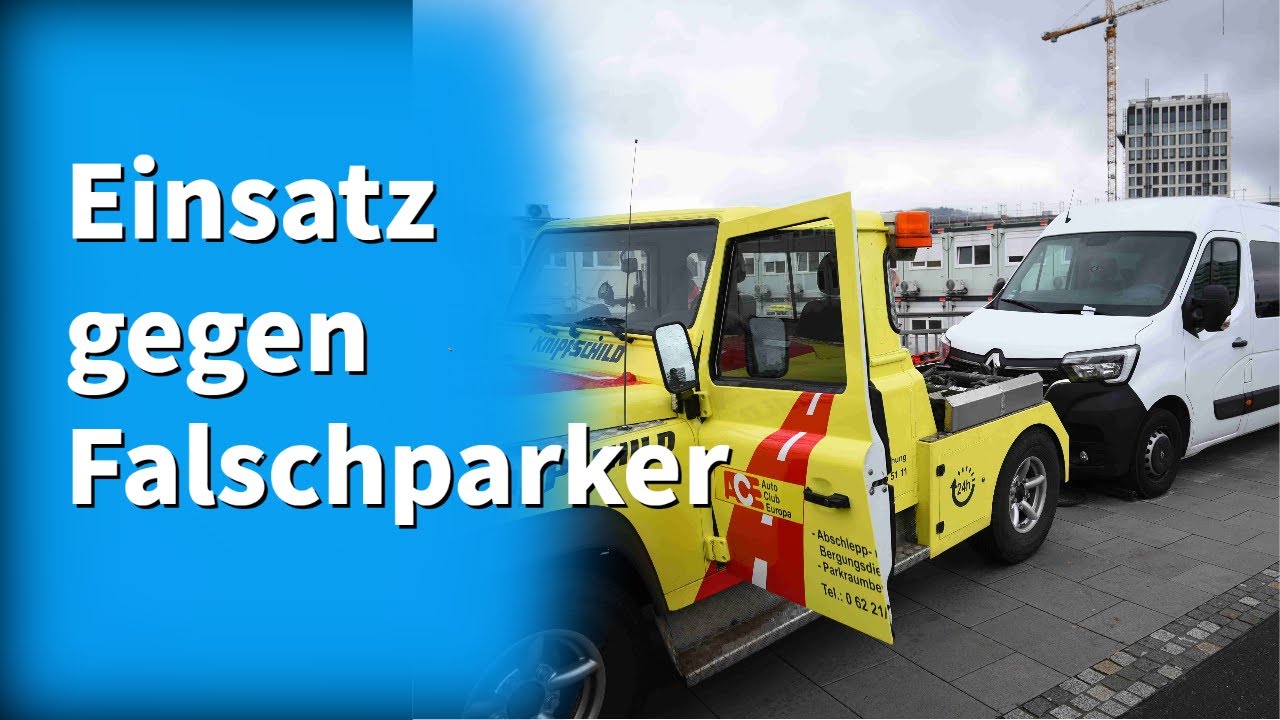 Einsatz gegen Falschparker in Heidelberg -  zahlreiche Fahrzeuge auf Gehwegen abgeschleppt