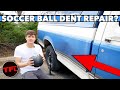 Wives' Tale or Truth: Can We Fix A MASSIVE Dent In a Classic Ford Pickup With A Soccer Ball??