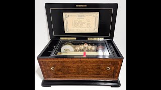 Antique Drum, Bell & Castanet Music Box by Bremond, c. 1875